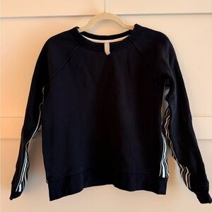 Athleta Black Sweatshirt with Striped Sleeves